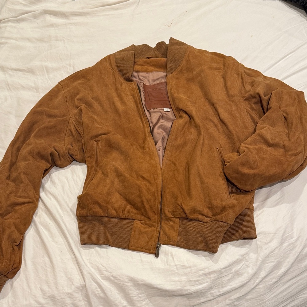 Coach Suede Tan Bomber Jacket